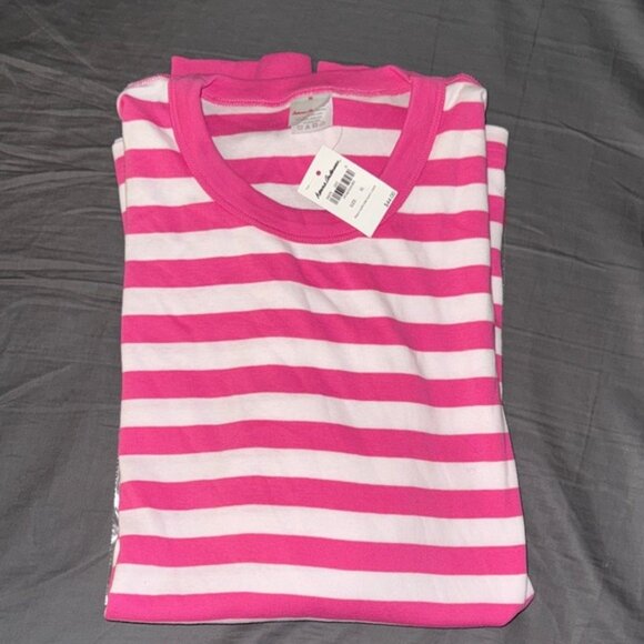 Hanna Andersson Pink and White Striped pj top - Picture 2 of 4